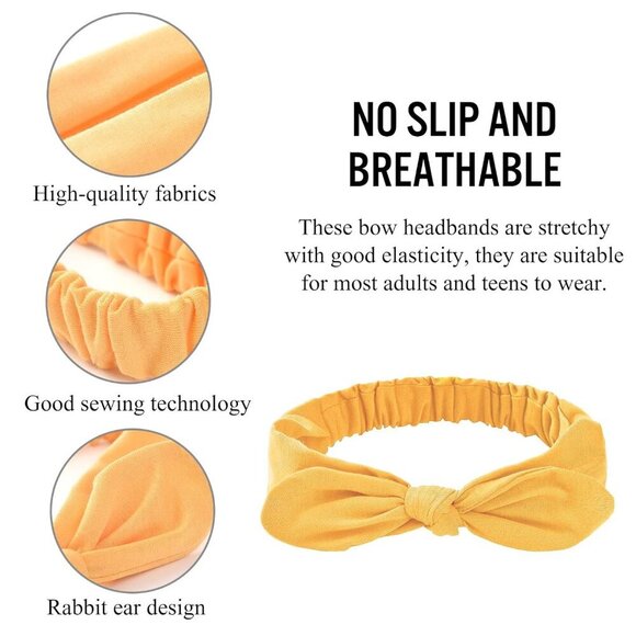 Women Bow Headbands Set of 8 Stretchy Knotted Turban Hair Wraps for Sport - Picture 3 of 7